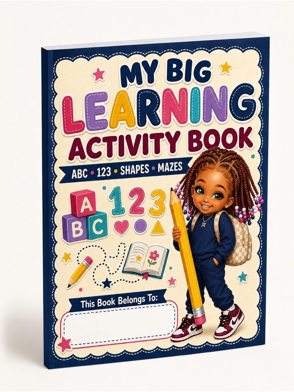 Kids Preschool Learning Activity Book ABC Numbers Shapes Mazes Ages 3-6